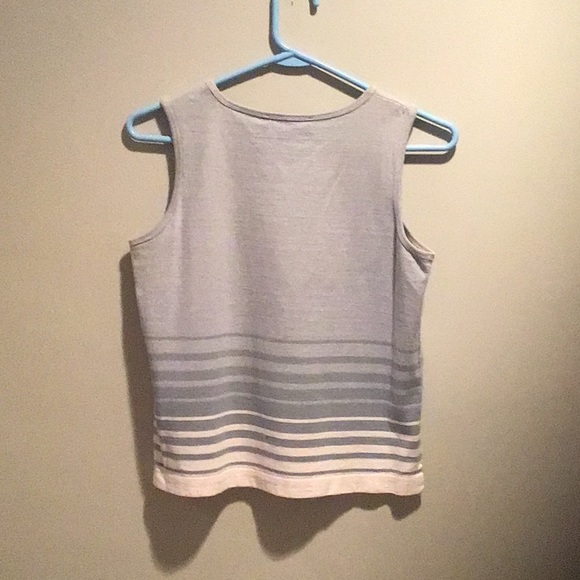 Norton McNaughton Petites Sleeveless Gray/White Striped Pullover Top Medium - Picture 3 of 3